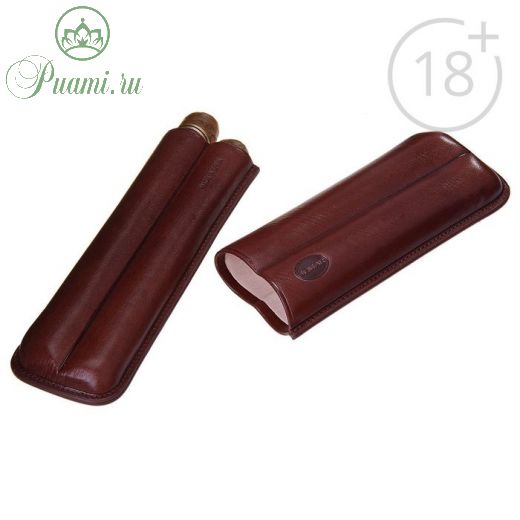 Портсигар темно-коричневый, для 2 сигар, d = 2,1 см, 18,5 ? 6,5 ? 3,5 см