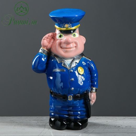 Копилка "Полиция", синий цвет, глянец, керамика, 30 см