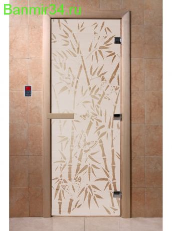 Дверь "Бамбук и бабочки сатин"