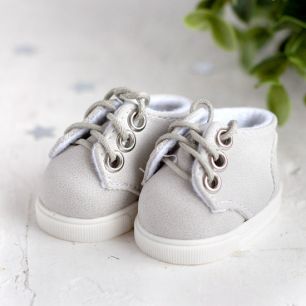Обувь для кукол  5 см - Ботиночки матовые с вощеными шнурками - Серые