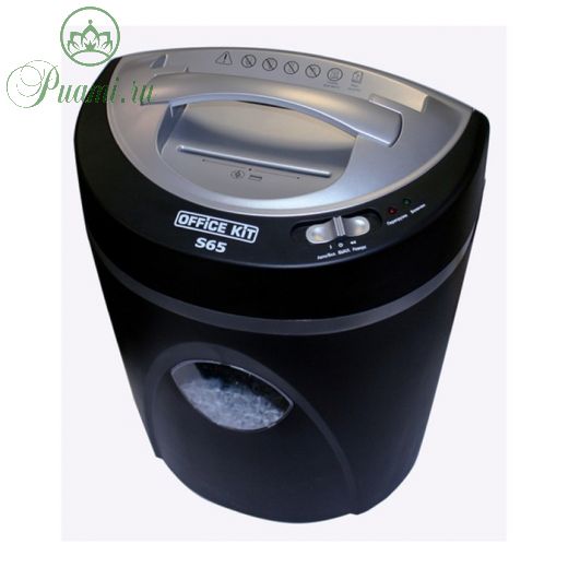 Шредер Office Kit S65 (P-4), фрагменты 3.8мм, 7 листов одн, скрепки, скобы, пл.карты,CD, 21л