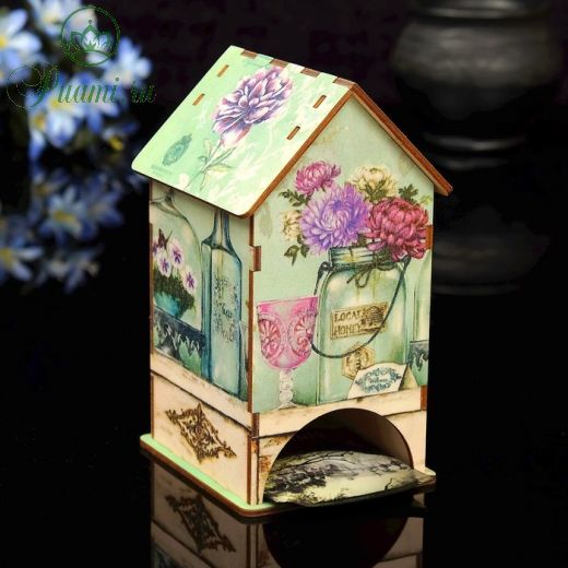 Чайный домик "Цветы" с УФ-печатью, 8,5х9,5х16см