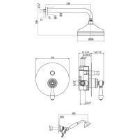 Встраиваемая душевая система с верхним и ручным душем Gattoni Orta 2790/PD схема 2
