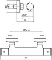 Смеситель для душа термостатический Gattoni H2OMIX3000 TS225 схема 2