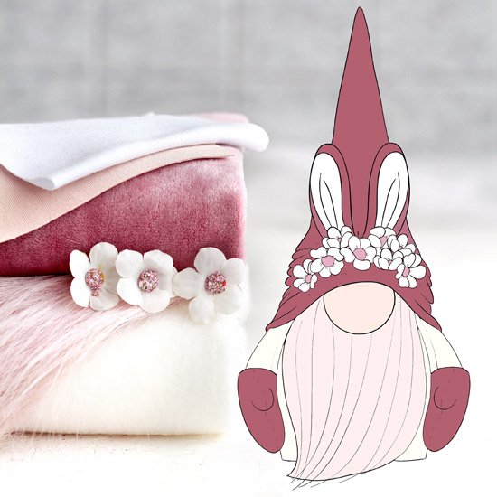 Набор тканей для онлайн Марафона "Весенние гномы" - Гном пудрово-розовый
