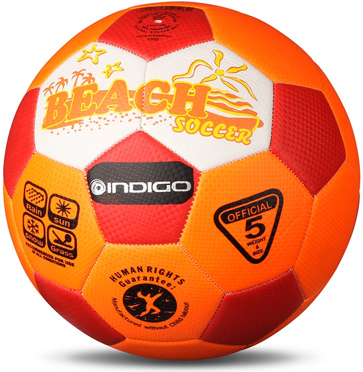 Мяч футбольный №5 INDIGO BEACH пляжный 1198  Оранжево-красный