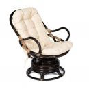 Кресло вращающееся "FLORES" 5005 /с подушкой/ Antique brown (античный черно-коричневый), ткань: хлопок, цвет: натуральный