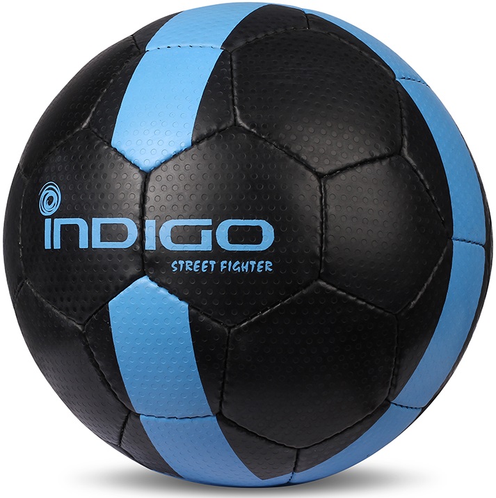 Мяч футбольный №5 INDIGO STREET FIGHTER для игры на асфальте E02 Черно-голубой