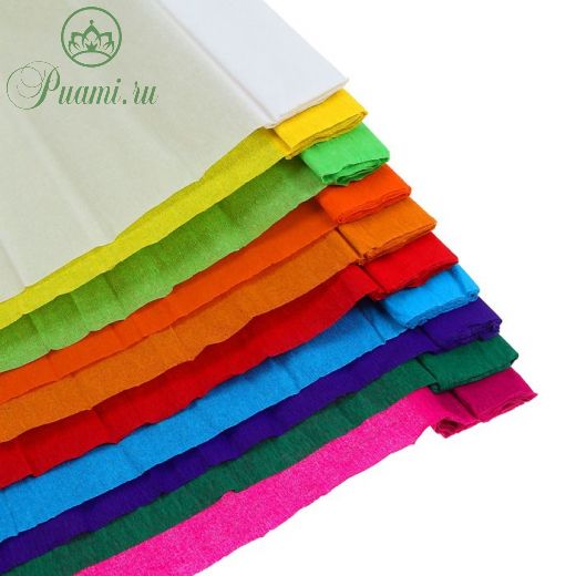 Набор бумаги крепированной 10 штук/10 цветов, 50 х 200 см, 30 г/м2, цвета "Классика", рулон