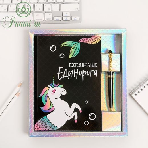 Набор ежедневник 80 л и ручка "Единорогорусалка"