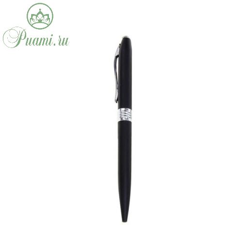 Ручка шариковая, автоматическая, корпус чёрный с серыми вставками