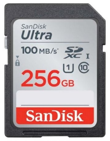 Карта памяти SanDisk Ultra SDXC Class 10 UHS-I 100MB/s 256 GB, чтение: 100 MB/s, запись: 80 MB/s