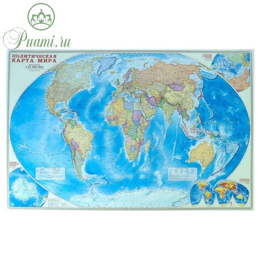 Карта мира политическая, 124 х 80 см, 1:25 млн.