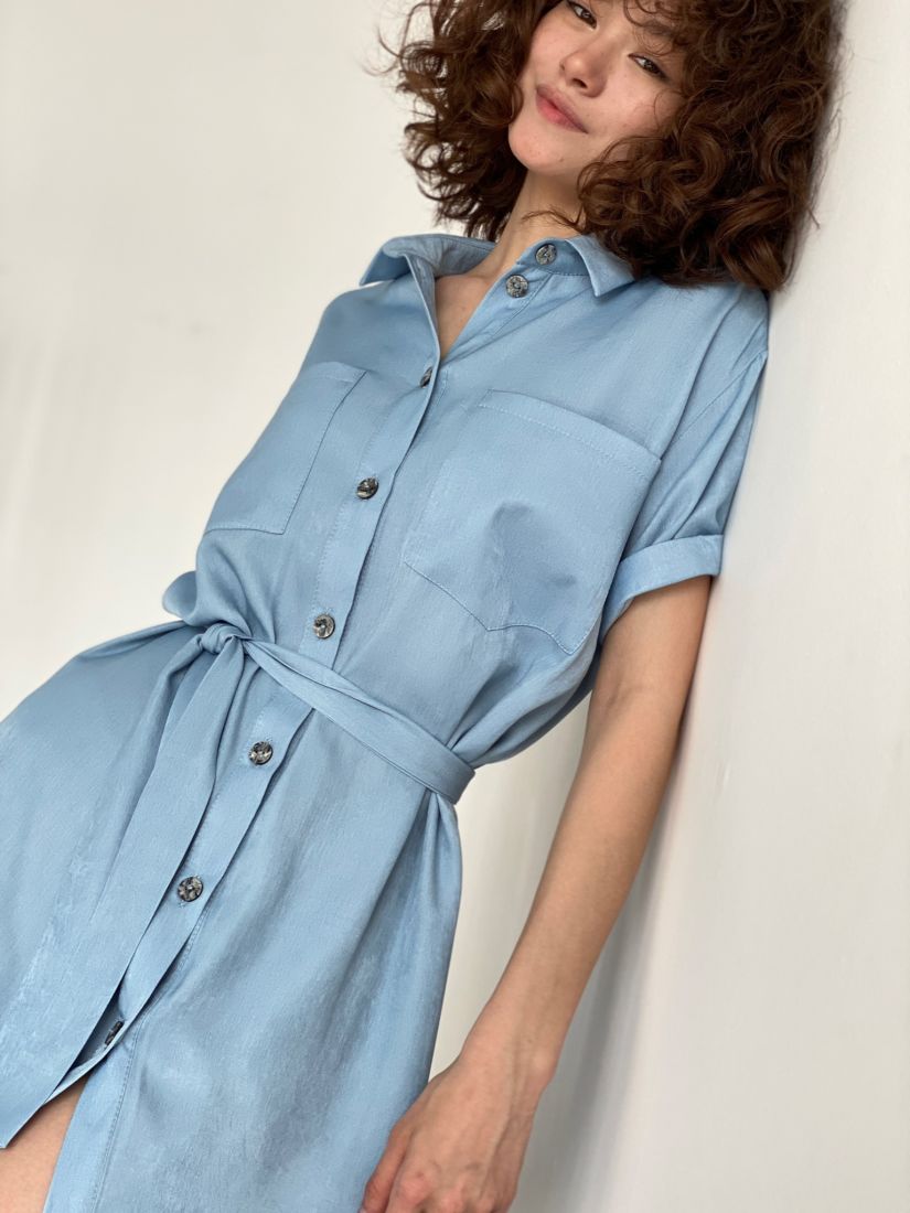 20451 Платье-рубашка из лиоцелла нежно-голубое