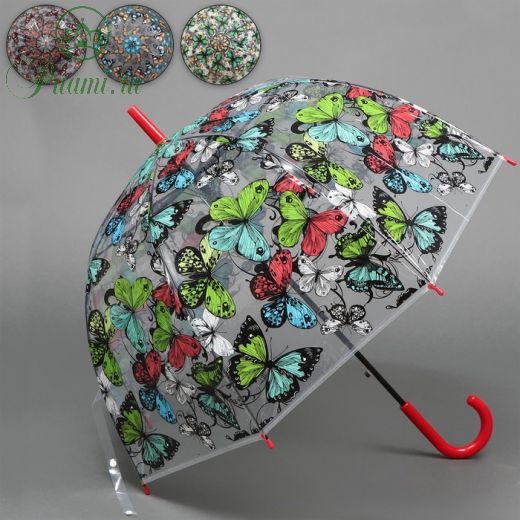 Зонт - трость полуавтоматический «Бабочки», 8 спиц, R = 40 см, цвет МИКС