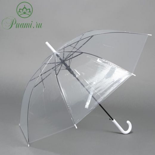 Зонт - трость полуавтоматический «Каркас», 8 спиц, R = 48 см, цвет прозрачный