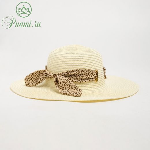 Шляпа женская MINAKU "Leopard" цвет молочный, р-р 56-58