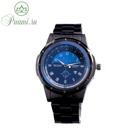 Часы наручные Kanima 2891, d=4.7 см, чёрные с синим