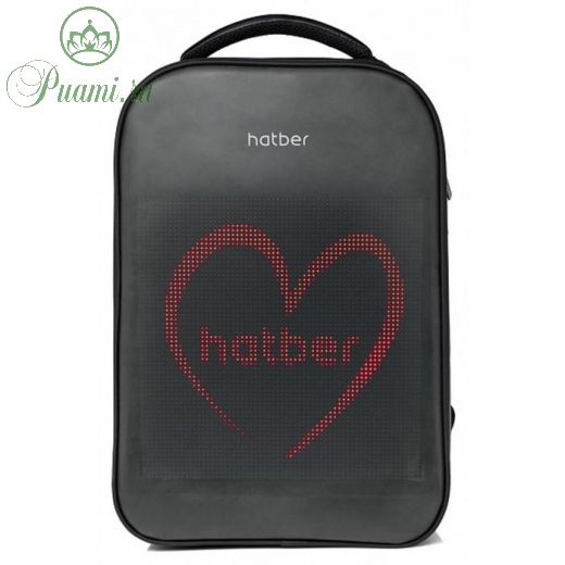 Рюкзак с LED-дисплеем, Hatber LED Frame, 43 х 31 х 17, экокожа, отделение для ноутбука, чёрный