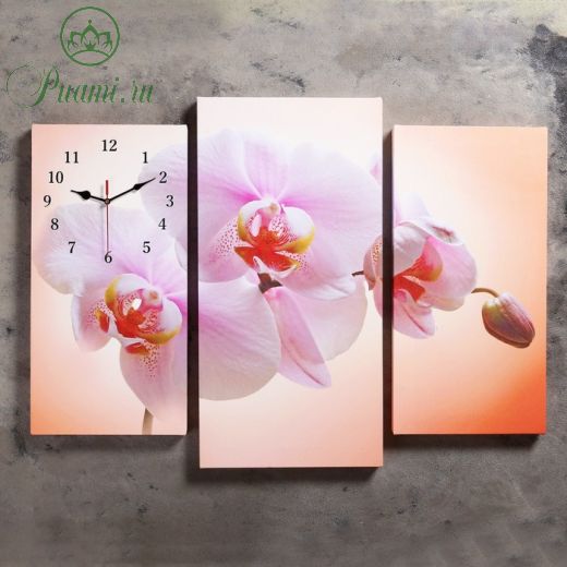 Часы настенные модульные «Розовая орхидея», 60 ? 80 см