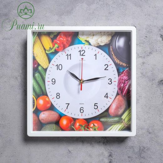 Часы настенные, серия: Кухня, "Любимые овощи", плавный ход, 30 х 30 см