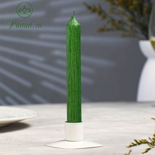Свеча античная "Винтаж", 17х1,8 см, зеленая