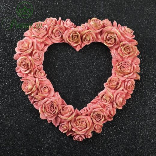 Рамка "Сердце из роз"  14х14см  чайная роза