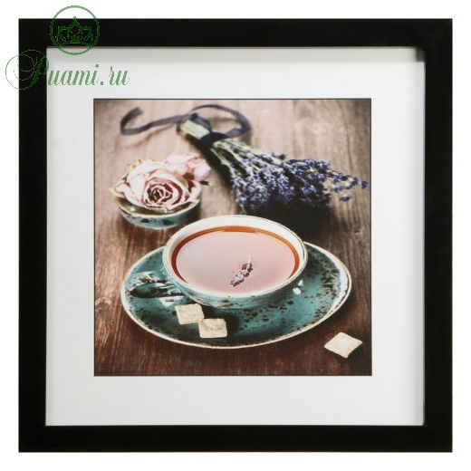 Картина стекло пэт "Чай с лавандой" 35х35(39х39) см