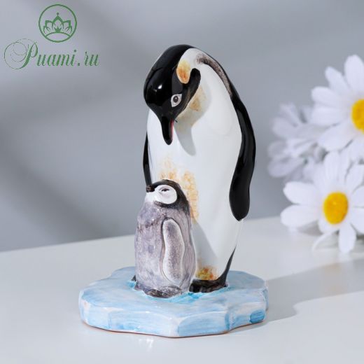 Сувенир "Пингвины", ярославская майолика, h=11 см