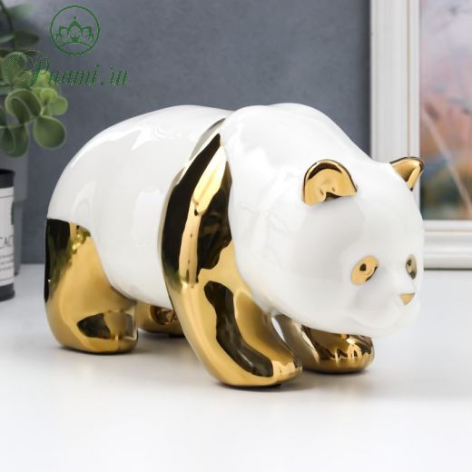 Сувенир керамика "Золотая панда" 12х15х10 см