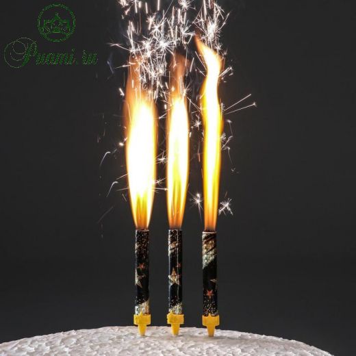 Набор тортовых свечей "Праздничные фонтаны со звёздами", 12,5 см, 3 шт