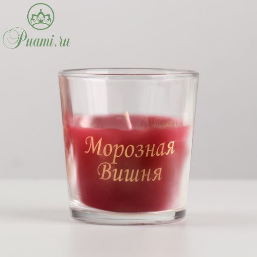 Свеча в стакане ароматическая "Морозная вишня", 6,5х8 см, бордовый