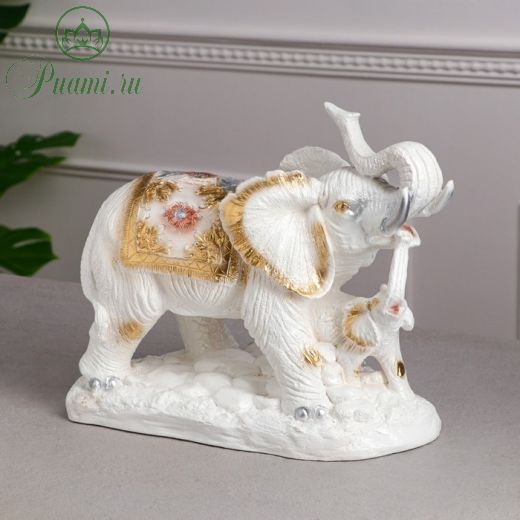 Сувенир "Слоны семья", белый, 26 см