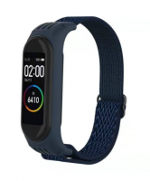 Универсальный сменный тканевый ремешок на фитнес - браслет Xiaomi Mi band 3/4/5/6 (Темно-синий)