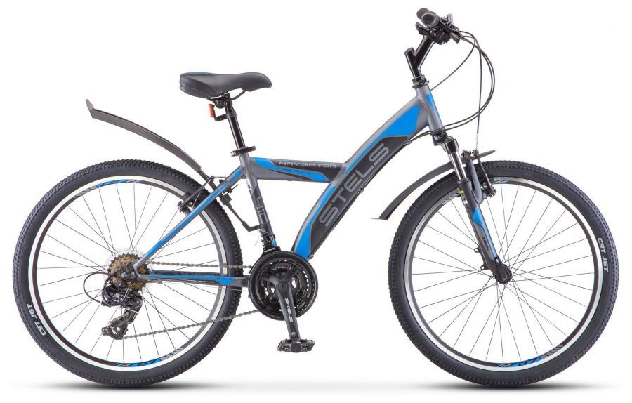 Подростковый горный (MTB) велосипед STELS Navigator 410 V 24 21-sp V010, чёрный/синий