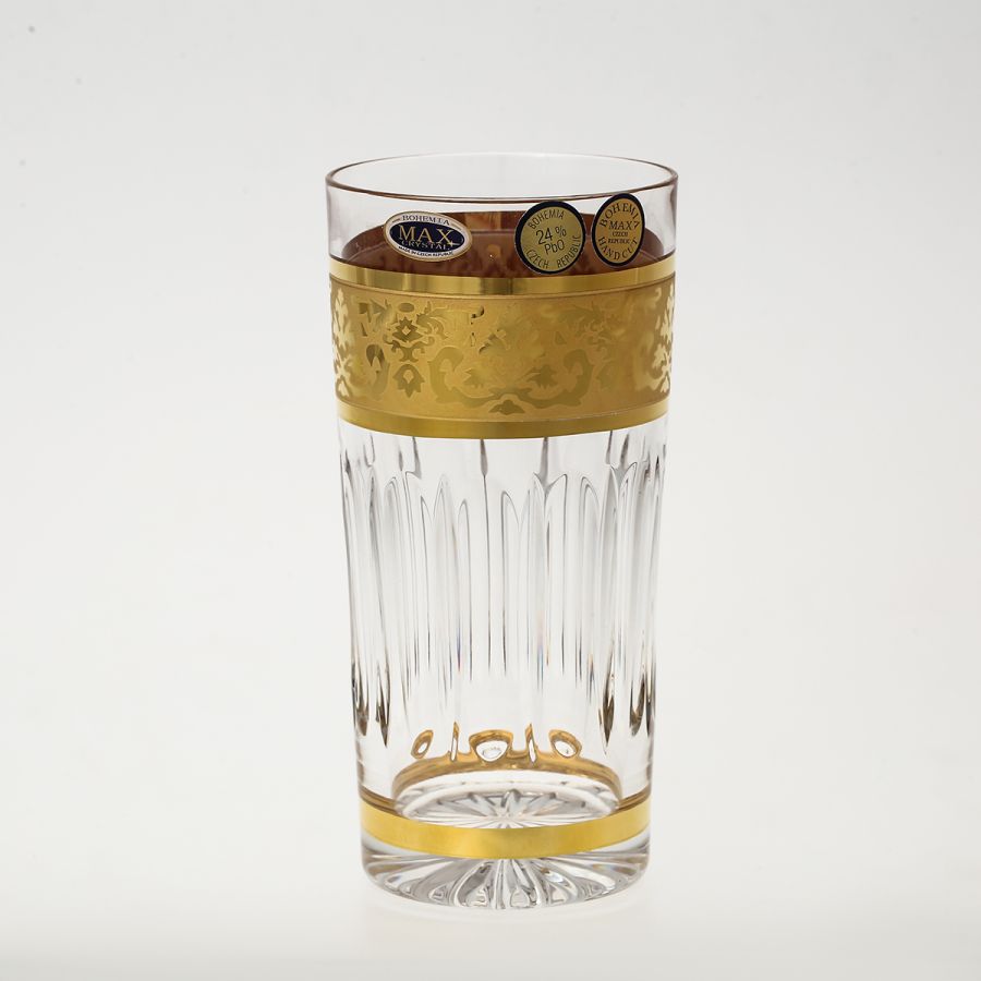 Набор стаканов для воды золото Bohemia Max Crystal 350 мл, 6 шт.