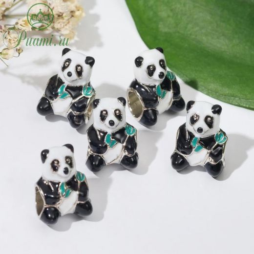 Талисман "Панда", цветной в серебре
