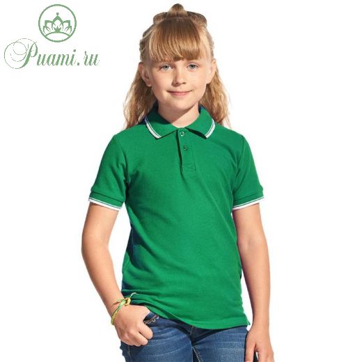 Рубашка поло детская, размер 12 лет, цвет зелёный