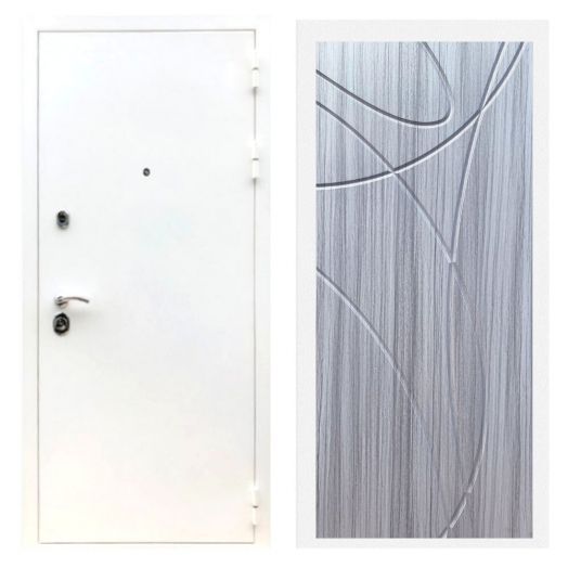 Дверь входная металлическая Армада H5 Шагрень Белая ФЛ-247 Сандал Серый