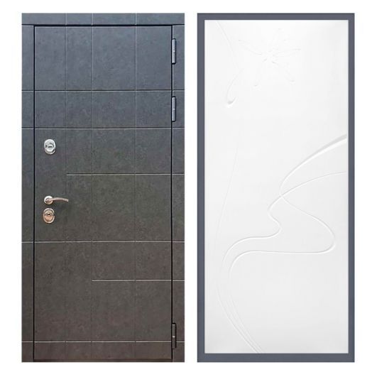 Дверь входная металлическая Армада H21 Штукатурка Графит ФЛ-258 Белый Софт