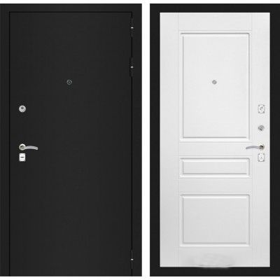 Дверь Входная Металлическая Лабиринт CLASSIC шагрень черная 03 Белый софт