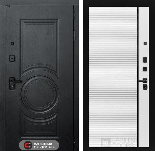 Дверь Входная Лабиринт (LABIRINT) GRAND 22 Белый софт, черная вставка