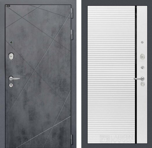 Дверь Входная Лабиринт (LABIRINT) LOFT  22 Белый софт, черная вставка