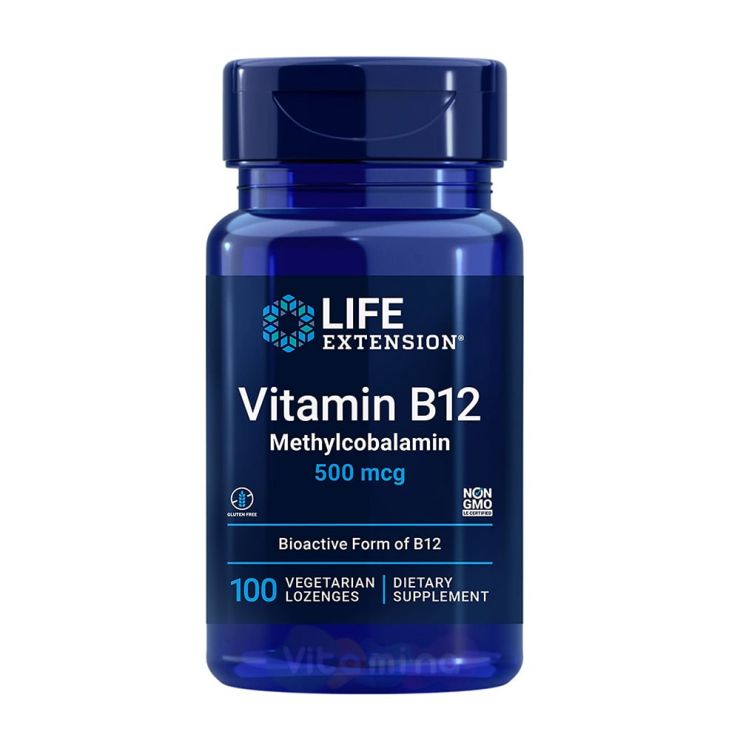 Life Extension Витамин B12 (Метилкобаламин) 500 мкг, 100 пастилок