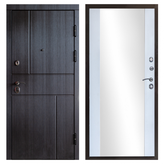 Входная Металлическая Дверь Термодор Termo-door (T.DOOR)  Вертикаль венге Зеркало белый софт