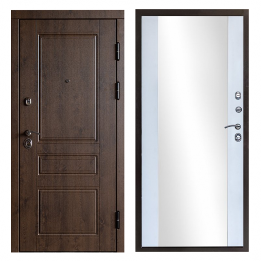 Входная Металлическая Дверь Термодор Termo-door (T.DOOR) Орегон дуб Зеркало белый софт