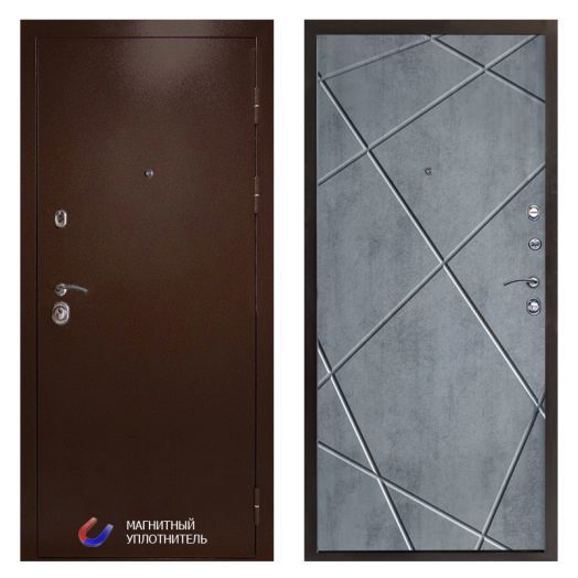 Входная Металлическая Дверь Термодор Termo-door (T.DOOR) Техно Медь Лучи бетон темный