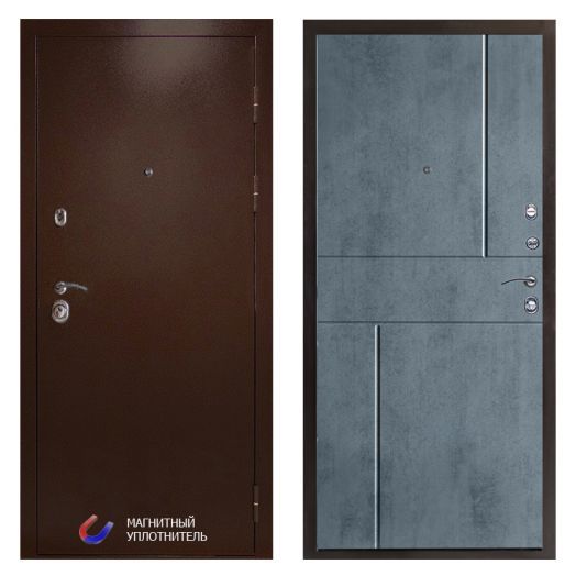 Входная Металлическая Дверь Термодор Termo-door (T.DOOR) Техно Медь Горизонт бетон темный