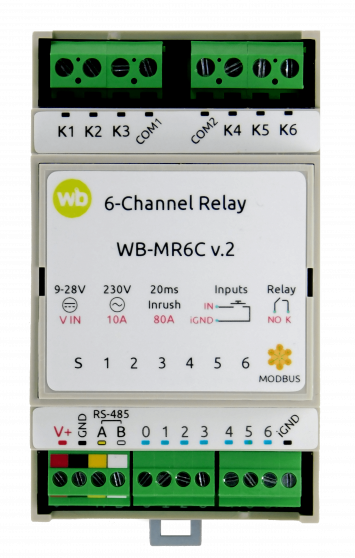Модуль реле 6-канальный WB-MR6C v.2