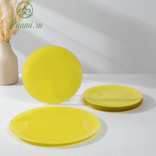Сервиз столовый Доляна «Пастель», 7 предметов: d=30 см, d=21,5 см, цвет жёлтый